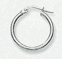 14k White Gold Plain Hoop Earrings