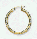 14k Crystal Cut Hoop Earrings