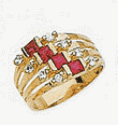 14k Cubic Zirconia and Colored Stone Ring