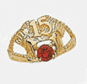 14k Cubic Zirconia and Colored Stone Ring