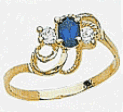 14k Cubic Zirconia and Colored Stone Ring