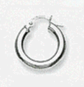 14k White Gold Plain Hoop Earrings