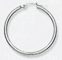 14k White Gold Plain Hoop Earrings