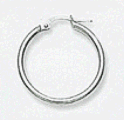 14k White Gold Plain Hoop Earrings