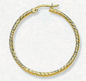 14k Diamond Cut Hoop Earrings